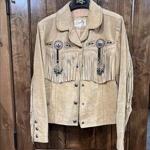 Scully Tan Leather Fringe Jacket
